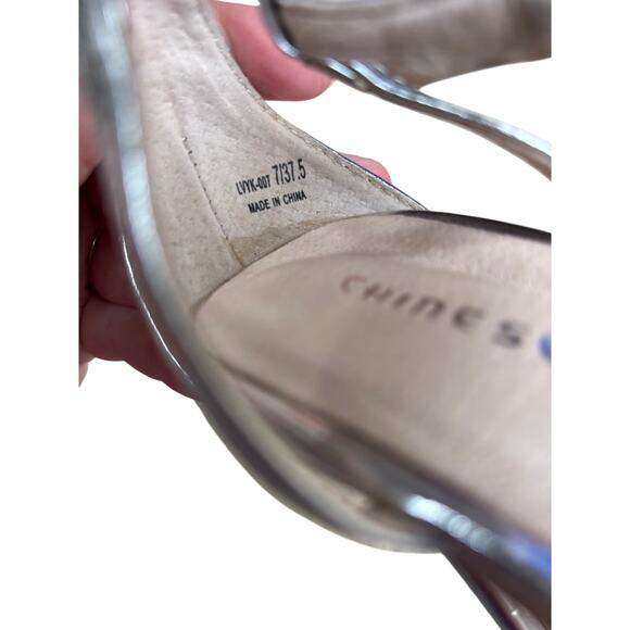 Chinese Laundry strappy silver metallic high heel sandals dressy US 7M stilettos - Picture 7 of 9